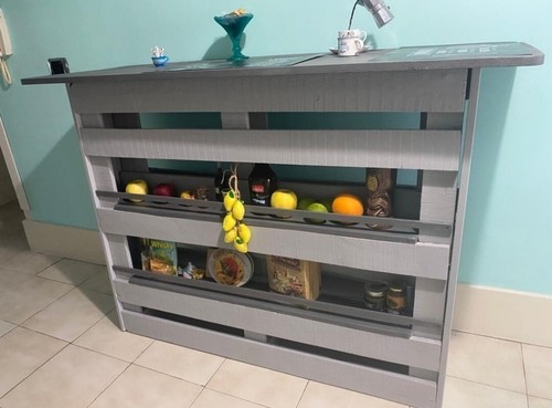 Wooden pallet bar bench grey - bar,