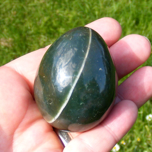 Green jasper large egg - green,