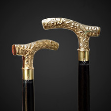 Handmade Wooden Walking Cane – Solid Brass Handle – Vintage Designer Stick