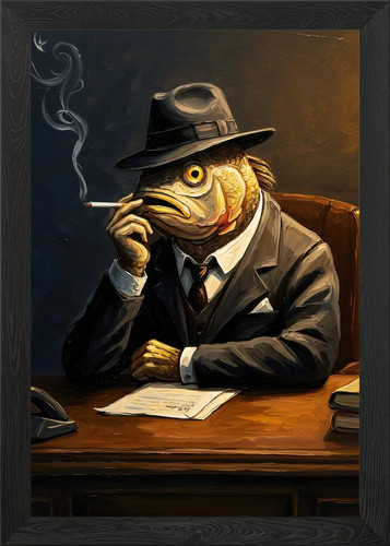 Fish boss smoking framed wall - smoking,