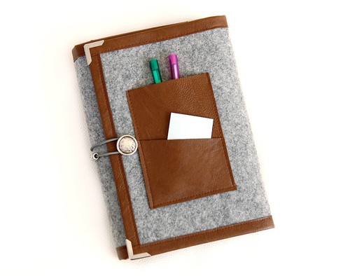Gray brown felt planner - brown,