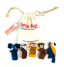 Finger Puppets With Canvas Storage Bag .hand knitted .. new