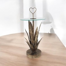 Table 79cm Brushed Metal Leaf