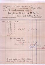 BRASH & MOSS, Notts. 1908 Timber & Builders Merchants Goods Invoice Ref 48031