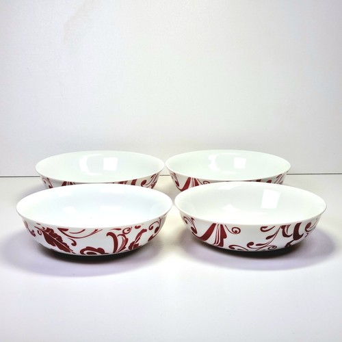 Red damask pasta bowls - red,