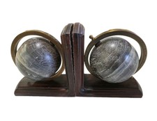 Vintage Wooden Globe Bookends