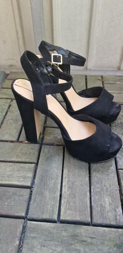 Aldo black faux suede - black, platform