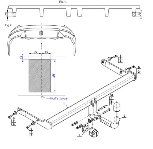 Swan neck tow bar for - neck,