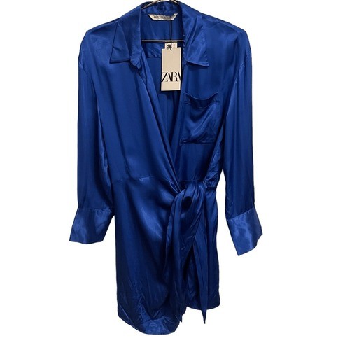 Zara royal blue satin wrap - satin,