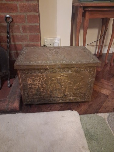 Vintage brass embossed - , coal