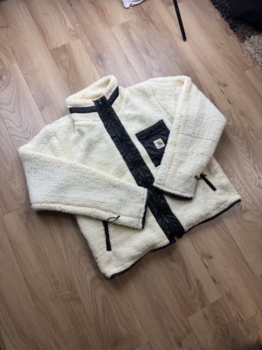 White sherpa carhartt zip - white, up