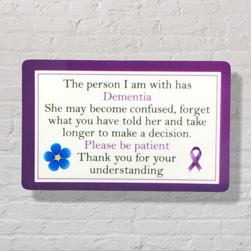 Dementia carer awareness card - dementia,