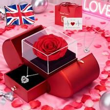 Preserved Real Rose Forever Flowers Rose with Necklace Women Mother Eternal Rose