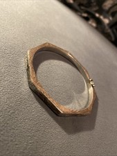 Vintage Hallmarked 925 Silver Hinged Bangle Octagonal Bangle Safety Clasp  9.9gm