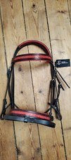 Equipride Shetland Red Bling Black Leather Bridle Brand New