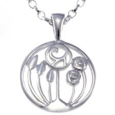 Sterling Silver Charles Rennie Mackintosh Pendant Necklace with 18" Silver Chain