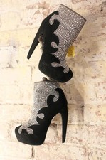 Black Silver Studded Suede