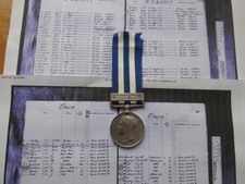 EGYPT 1882 MEDAL BAR SAUKIN 1884 TO J FALCONER LDG SEA HMS ORION WITH PAPERS