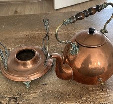  Copper kettle on stand/wooden