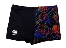 SPEEDO Boys Boxer Swimming Trunks Black Star Wars Drawstring Size 10 Yrs G