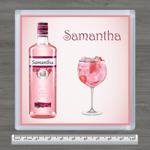 Personalised pink gin coaster - personalised,