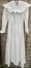 Vintage Prairie Style Wedding Dress High Neck Net overlay Yoke Rayon? Size S