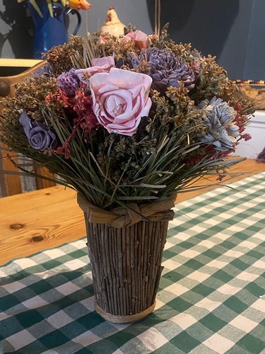 Dried paper flower arrangement - dried/paper,