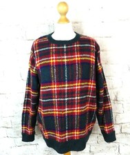 Vintage 90s Topshop multicoloured plaid tartan check oversized mohair jumper 10