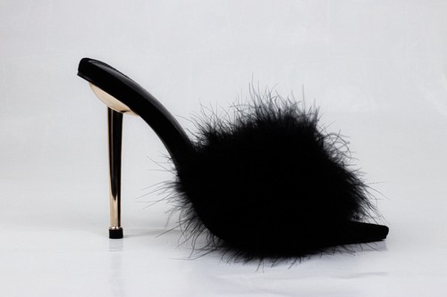 Fluffy pink marabou - , shoes