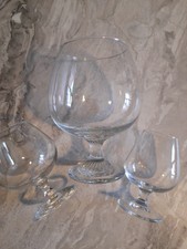 Glasses Drinks Selection Of 3 BRANDY Glasses. 1 Super Giant 7" Tall & 2 Medium