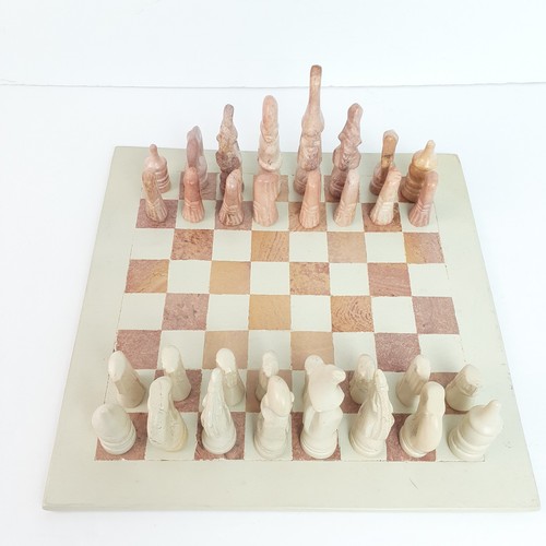 African tribal soapstone chess - african,