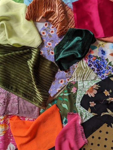 Fabric offcuts velvet satin - fabric,