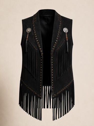Black suede leather - suede, fringe