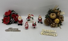 Vintage Christmas Cake Decorations Santa Plastic Kitsch
