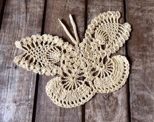Hand crochet butterfly doily - hand,