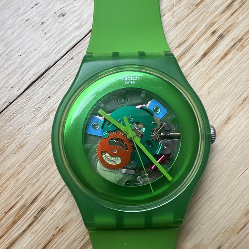 Swatch green lacquered watch - swatch,