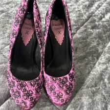 Emilio Luca Pink Court Shoes Black Ribbon Pattern Size UK 7 / EU 41