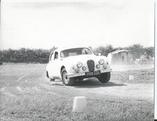 JAGUAR MK1 SALOON PRK 621 DURING AUTOCROSS EVENT 1960s B/W PHOTOGRAPH