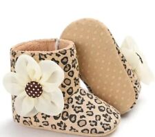 Leopard Print Flower Baby Boots Size 12-18 Mths