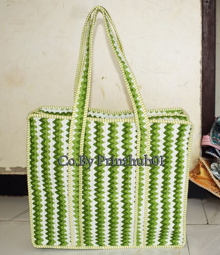 Hand block print craft tote - print,