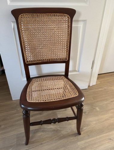 Vintage wooden chair with cane - chair,