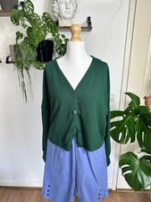 Bottle Green Button-Up Cardigan – Size L | Relaxed Fit  New