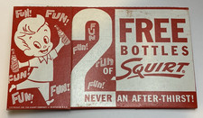 1959 Squirt Soda Pop 2 Free Bottles Package Opens To Carry Advertising RARE old