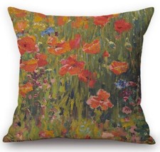 Cushion Cover Canvas Fabric Impressionism Art Robert Vonnoh Poppies