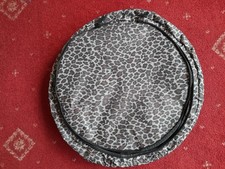 Round Home Storage Box with Zip Lid, Front Window & Folding Steel Frame (Gold Le