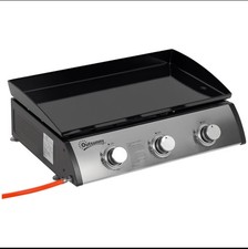 3 Burner Gas Plancha Grill Tabletop BBQ with Regulator, Hose & Non-Stick Top