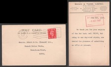 1945 KGVI Browne & Tawse Steel Merchants. 1d London postcard