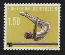 Somersaulting on parallel bars Gymnastics Liechtenstein 1956 MNH SG#354