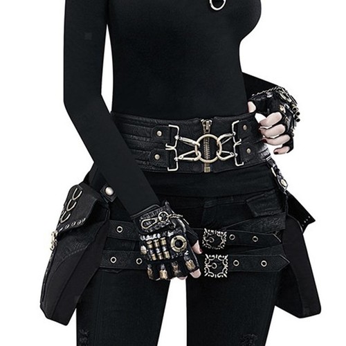 Steampunk leather waist - leather,