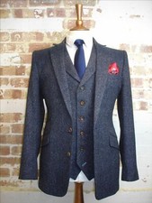 3 Piece Men's Blue Tweed Check